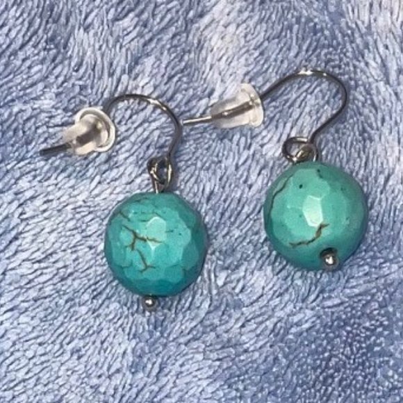 Handmade GENUINE Turquoise Earrings - 2 pair! - Picture 2 of 3